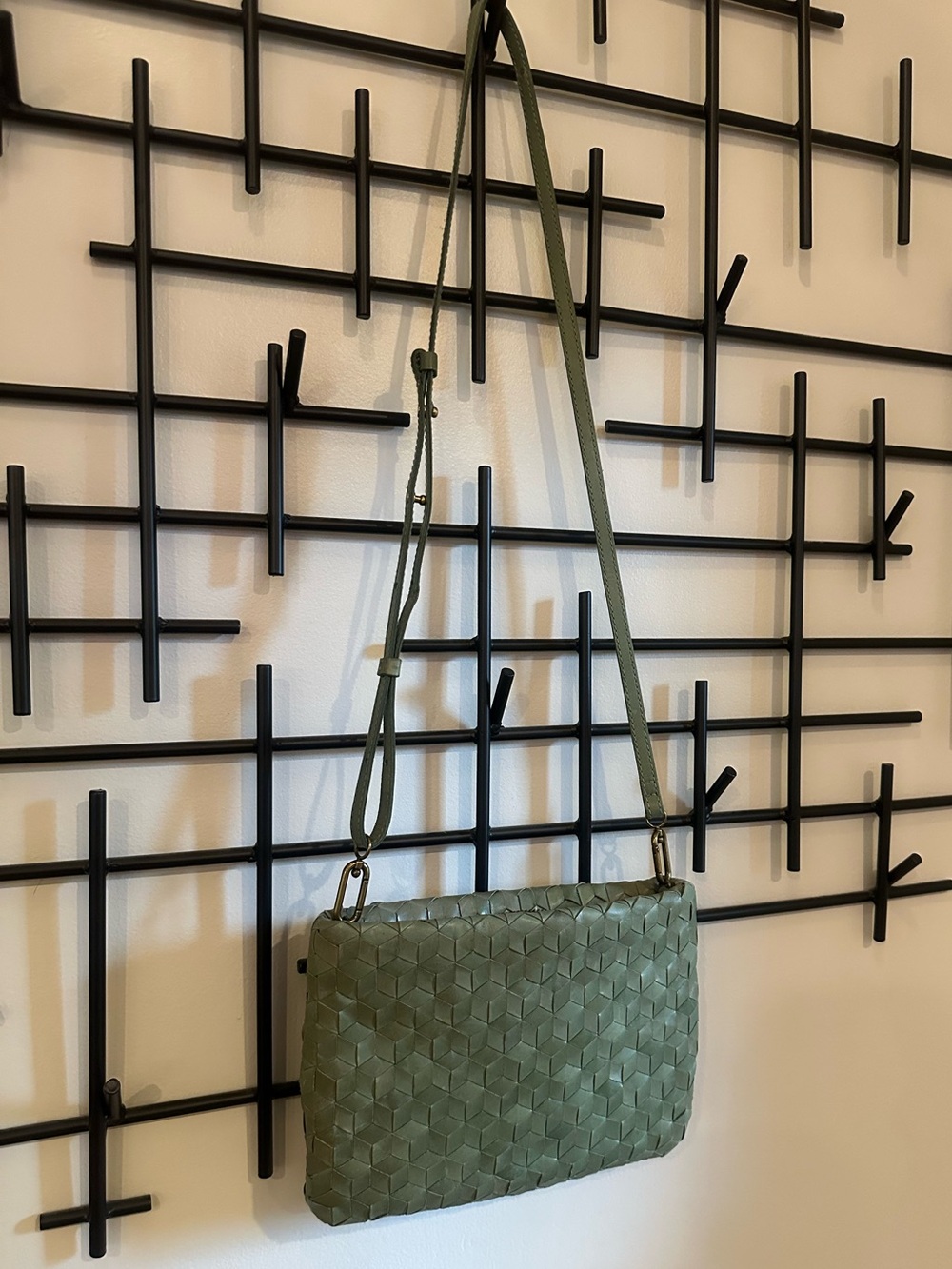 Madewell Woven Crossbody Bag in Sage Green
